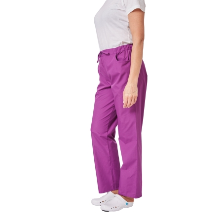 Ensemble médical femme violet foncé – tunique col rond et pantalon – vue 8
