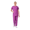 Ensemble médical femme violet foncé – tunique col rond et pantalon – vue 9