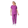 Ensemble médical femme violet foncé – tunique col rond et pantalon – vue 10