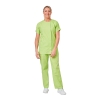 Ensemble médical femme vert pomme – tunique col rond et pantalon – vue 2