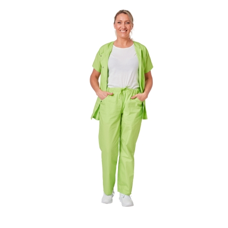Ensemble médical femme vert pomme – tunique col rond et pantalon – vue 8