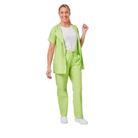 Ensemble médical femme vert pomme – tunique col rond et pantalon – vue 9