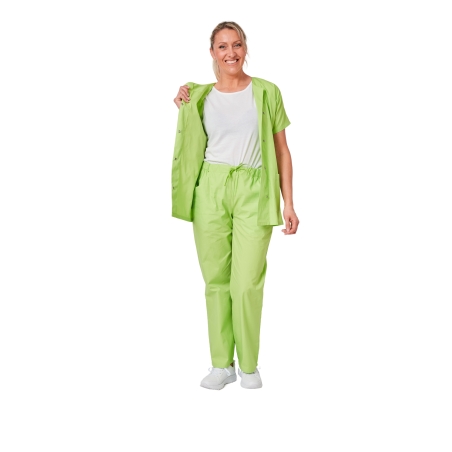 Ensemble médical femme vert pomme – tunique col rond et pantalon – vue 10