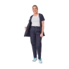 Ensemble médical femme bleu marine – tunique col rond et pantalon – vue 1