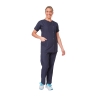 Ensemble médical femme bleu marine – tunique col rond et pantalon – vue 3