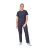 Ensemble médical femme bleu marine – tunique col rond et pantalon – vue 4