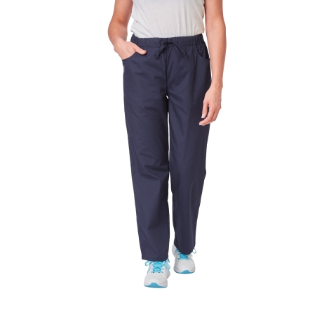 Ensemble médical femme bleu marine – tunique col rond et pantalon – vue 5