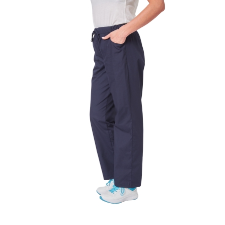 Ensemble médical femme bleu marine – tunique col rond et pantalon – vue 6