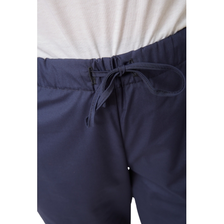 Ensemble médical femme bleu marine – tunique col rond et pantalon – vue 7