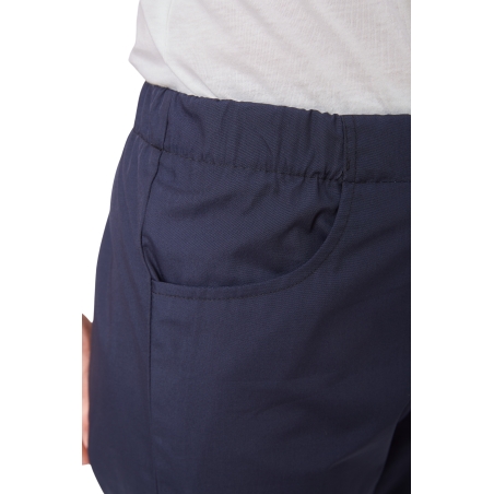 Ensemble médical femme bleu marine – tunique col rond et pantalon – vue 8