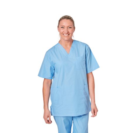 Blouse medical Homme Femme Col V couleur Ciel Infirmiere veterinaire ergo Kine