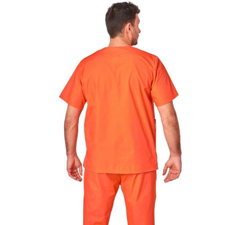 Tunqiue de travail orange Foncee Homme Femme Tunique veterinaire Tunique de bloc 3 poches