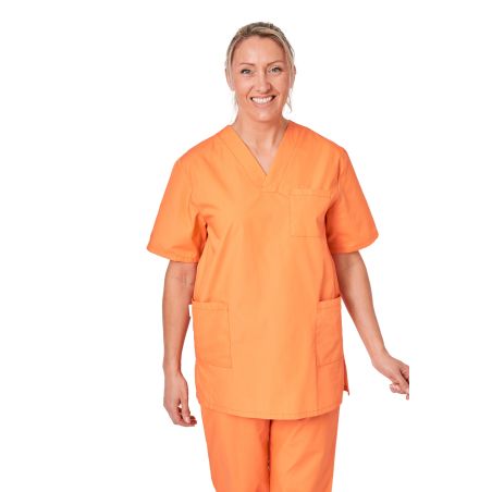 Tunique de travail Orange Homme Femme Col V Blouse medicale orange