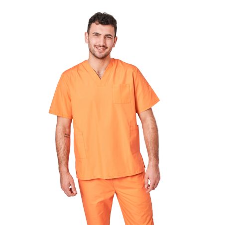 Tunique de travail Orange Homme Femme Col V Blouse medicale orange