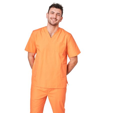 Tunique de travail Orange Homme Femme Col V Blouse medicale orange