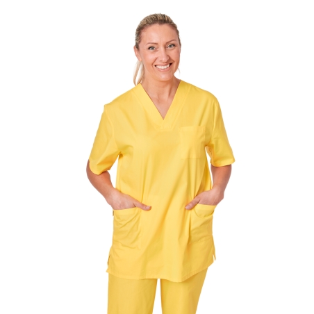 Blouse médicale Jaune Homme Femme Col V 3 poches