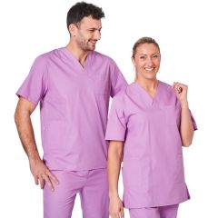 Blouse medicale Violet Tunique de travail Col V Homme Femme Kine dentisite veterinaire