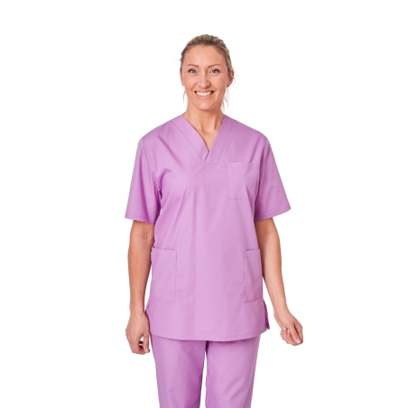 Blouse medicale Violet Tunique de travail Col V Homme Femme Kine dentisite veterinaire