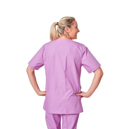 Blouse medicale Violet Tunique de travail Col V Homme Femme Kine dentisite veterinaire