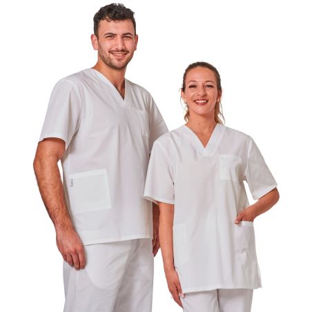 blouse medicale blanche veterinaire dentisite ergo kine Homme Femme Col V