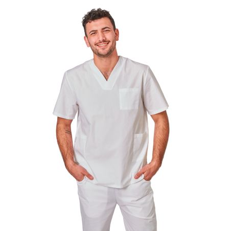 blouse medicale blanche veterinaire dentisite ergo kine Homme Femme Col V