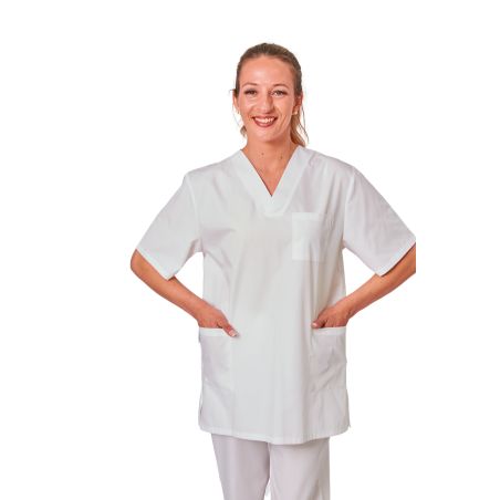 blouse medicale blanche veterinaire dentisite ergo kine Homme Femme Col V