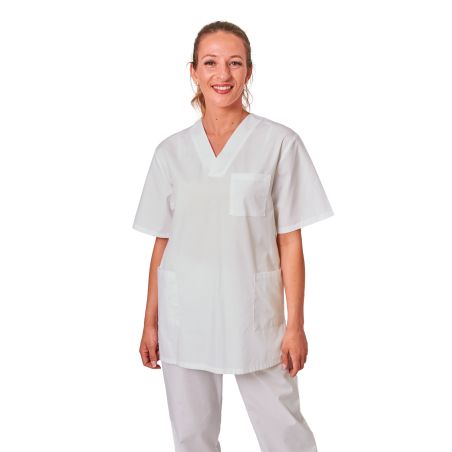 blouse medicale blanche veterinaire dentisite ergo kine Homme Femme Col V