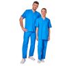 Ensemble médical unisexe bleu majorelle – tunique col V et pantalon – vue 1