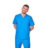 Ensemble médical unisexe bleu majorelle – tunique col V et pantalon – vue 8