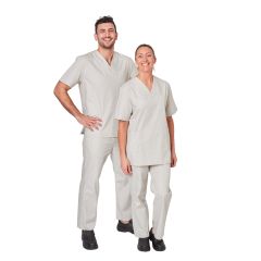 Tunique de travail grise avec son pantalon taille elastique Infirmiere veterinaire Medical