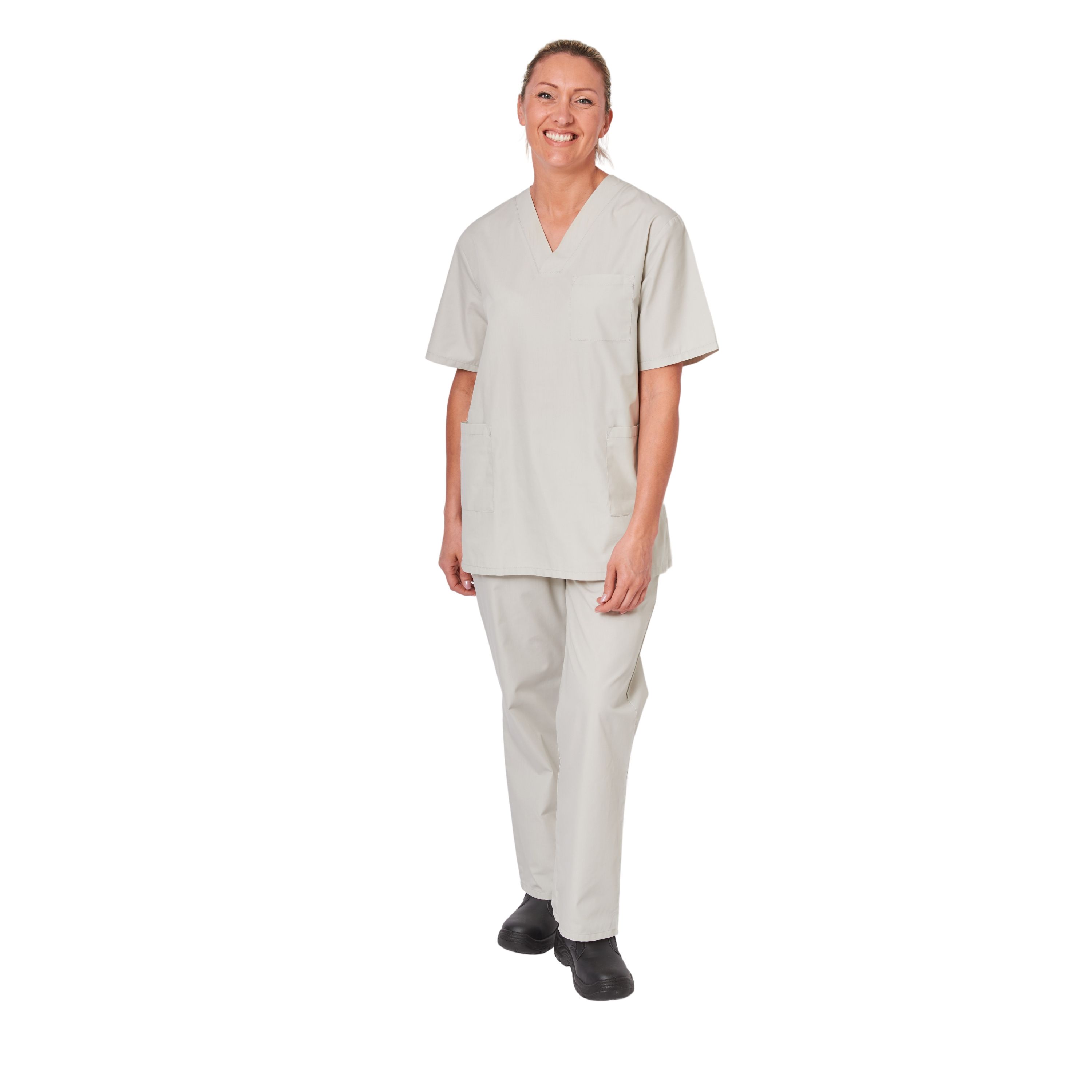 Pantalon Médical Blanc Unisexe - Taille Élastique - Pour Infirmiers, Médecins Et Aides-Soignants