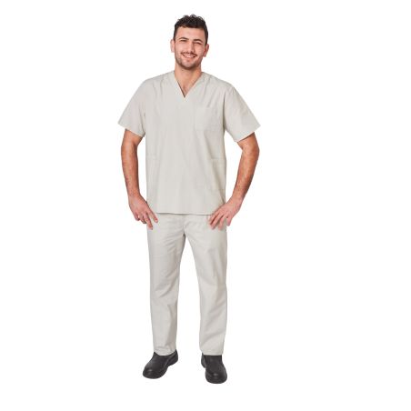 Tunique de travail grise avec son pantalon taille elastique Infirmiere veterinaire Medical