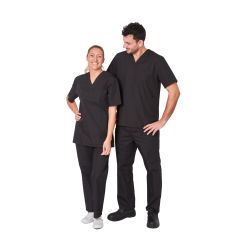 Uniforme de travail medical blouse noire et pantalon de travail noire Medical Clinique estheticienne SPA