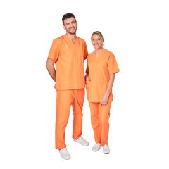 Ensemble de travail orange blouse et pantalon