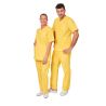 Ensemble médical unisexe jaune poussin – tunique col V et pantalon – vue 1