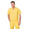 Ensemble médical unisexe jaune poussin – tunique col V et pantalon – vue 6