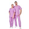 Ensemble médical unisexe lilas – tunique col V et pantalon – vue 1