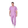 Ensemble médical unisexe lilas – tunique col V et pantalon – vue 4