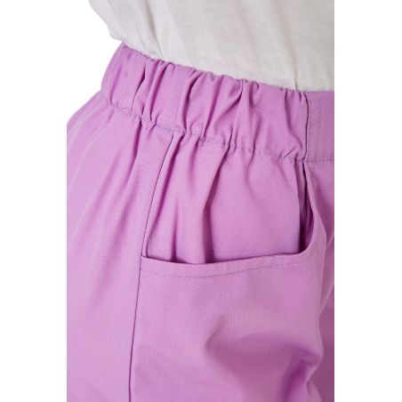 Ensemble médical unisexe lilas – tunique col V et pantalon – vue 6
