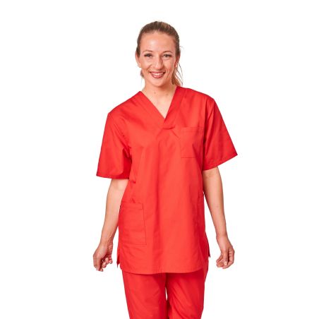 Ensemble de travail medical Blouse medical et pantalon taille elastique Rouge 