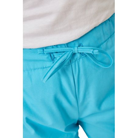 Ensemble médical unisexe turquoise – tunique col V et pantalon – vue 4