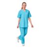 Ensemble médical unisexe turquoise – tunique col V et pantalon – vue 2
