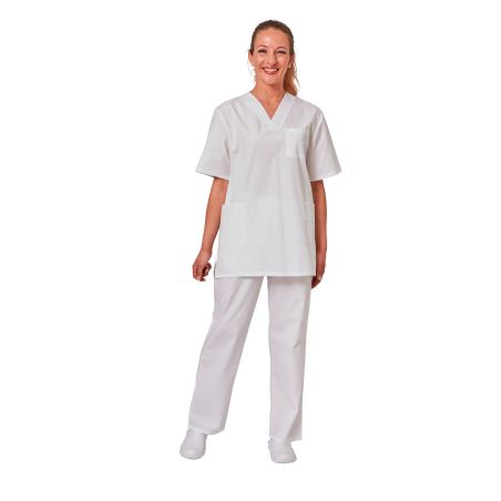 Tenue de travail medical Uniforme Hopital Blanc Tunique et pantalon
