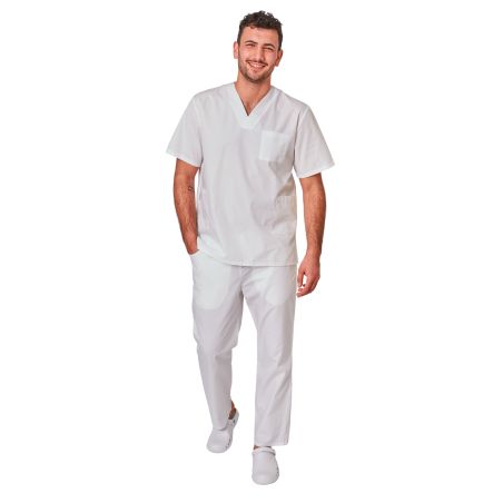 Tenue de travail medical Uniforme Hopital Blanc Tunique et pantalon