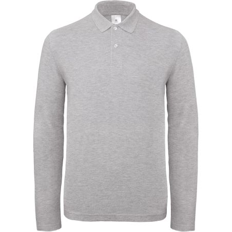 Polo homme manches longues heather grey