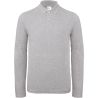 Polo homme manches longues heather grey