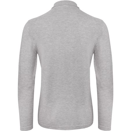 Polo homme manches longues heather grey