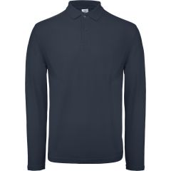 Polo piqué homme manches longues marine