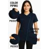 Tunique de travail Marine Turquoise Medical Proprete Domicile tissus nouvelle generation