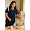 Tunique de travail Marine Turquoise Medical Proprete Domicile tissus nouvelle generation